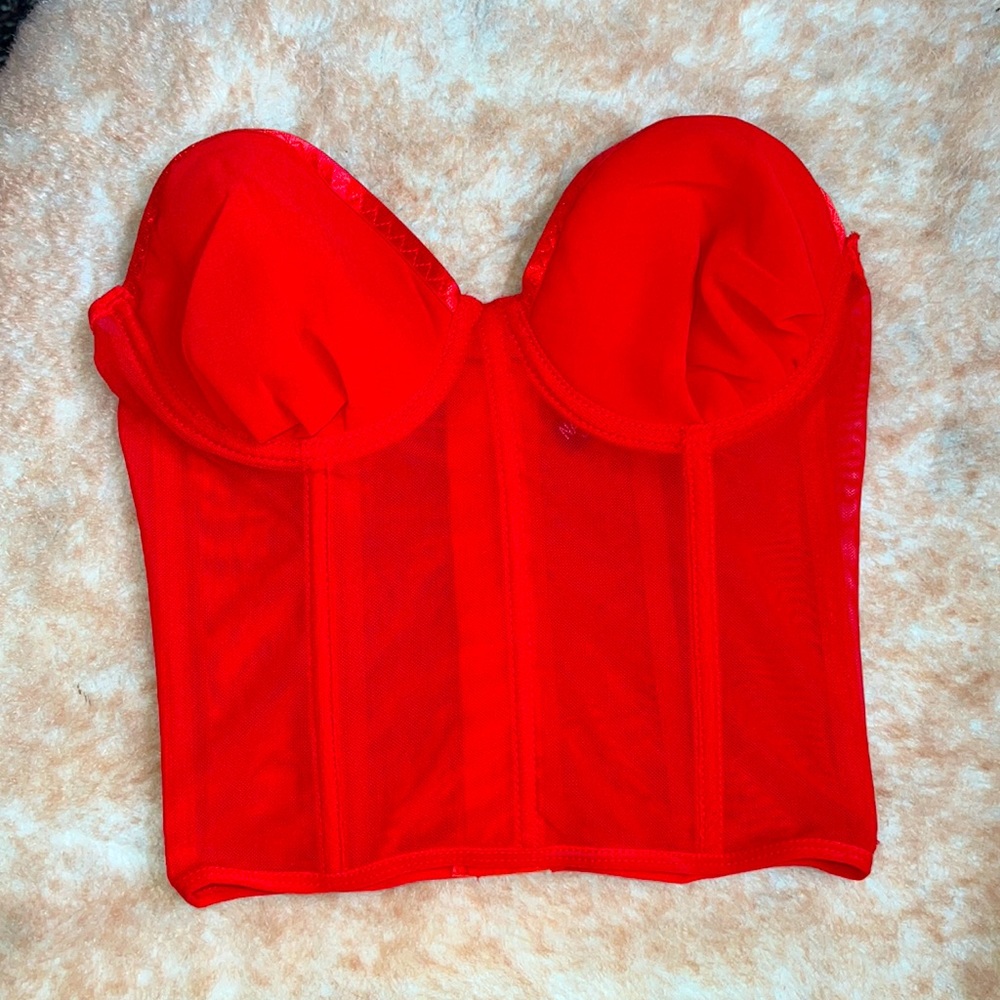 Nasty Gal Red Strapless Corset